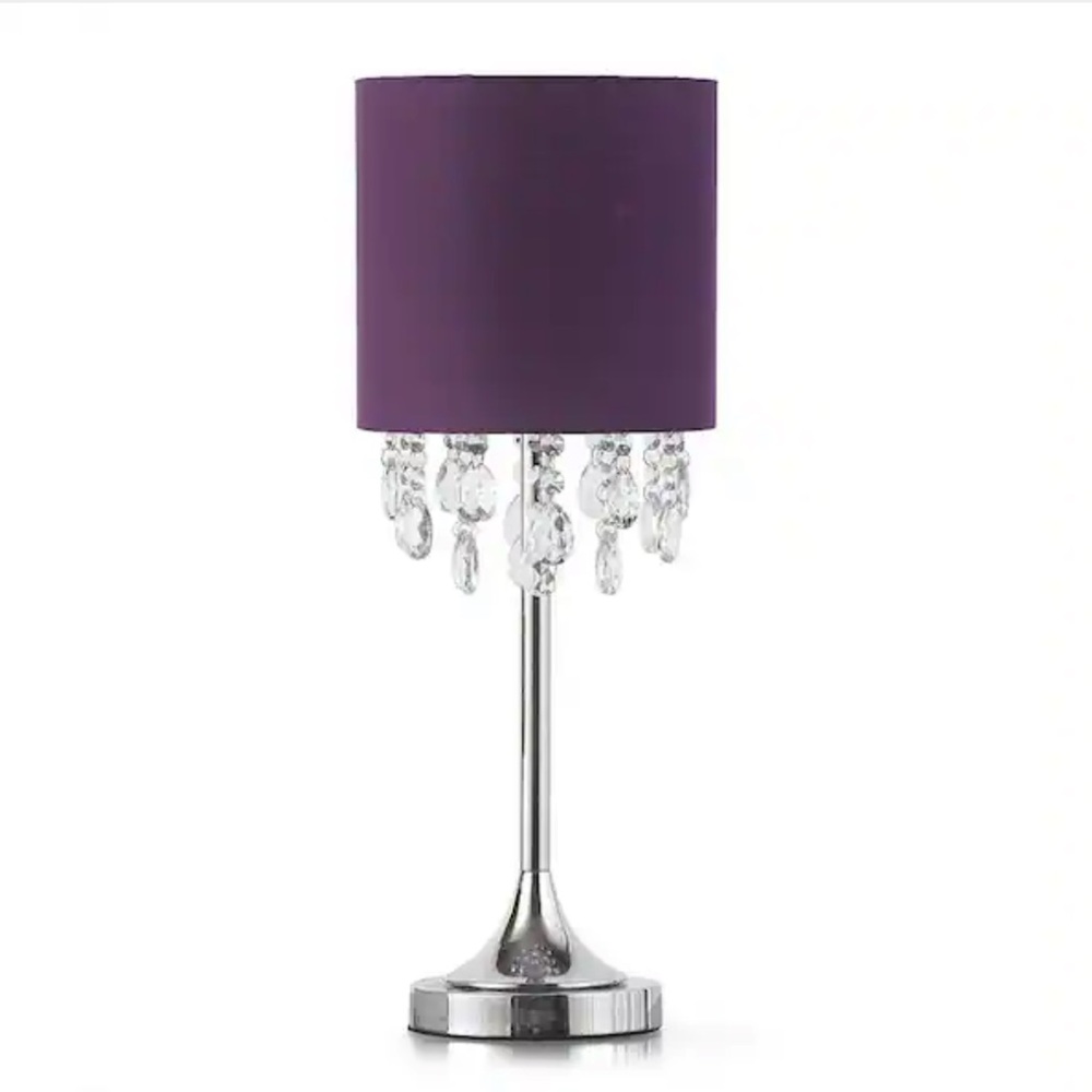 2x matching - HomeGlam FLORENCE 22"H Crystal Pendants Table Lamp, Purple